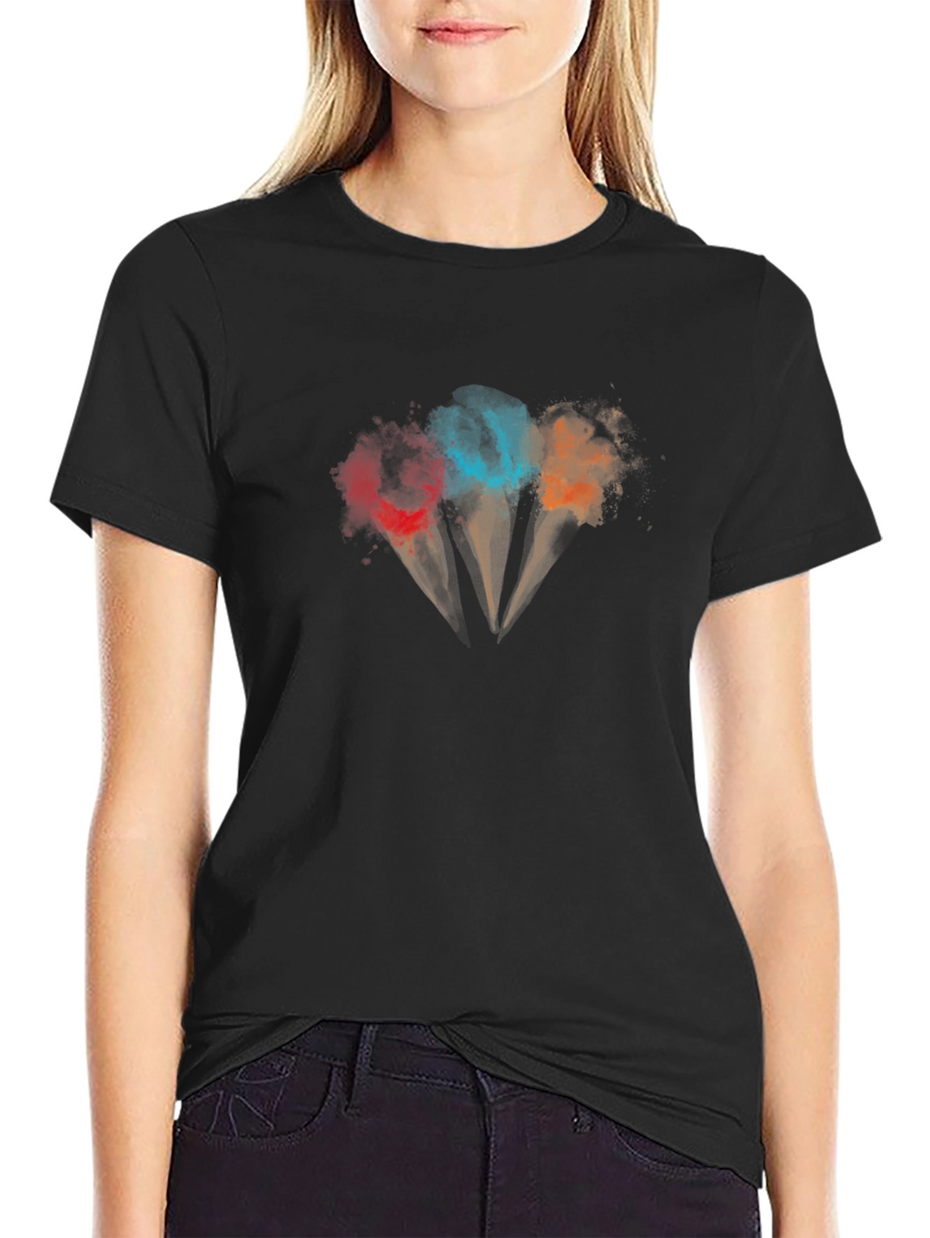Mens Black T-Shirt with Ice Cream Cone Graphic