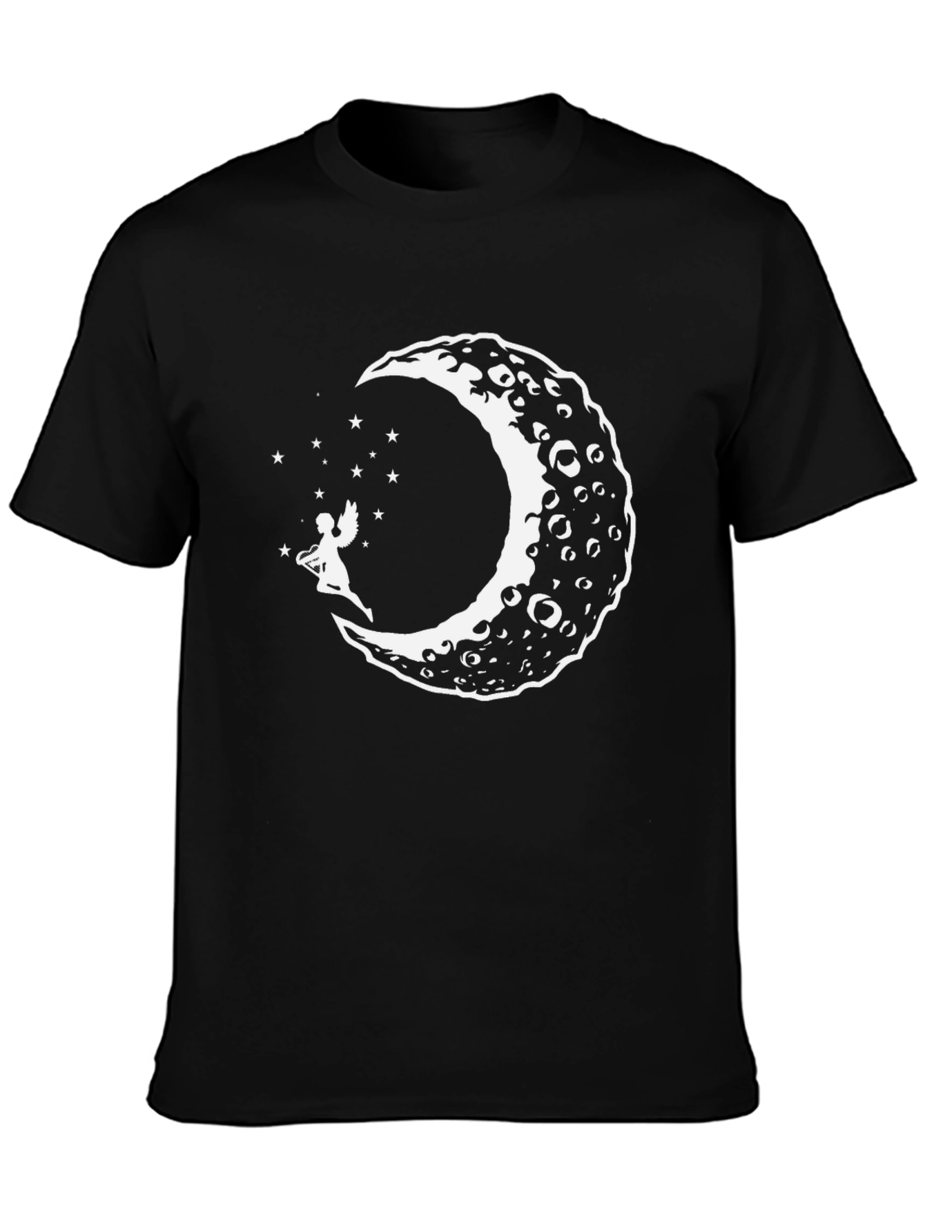 Moon Fairy Graphic Tee - Black Cotton T-Shirt
