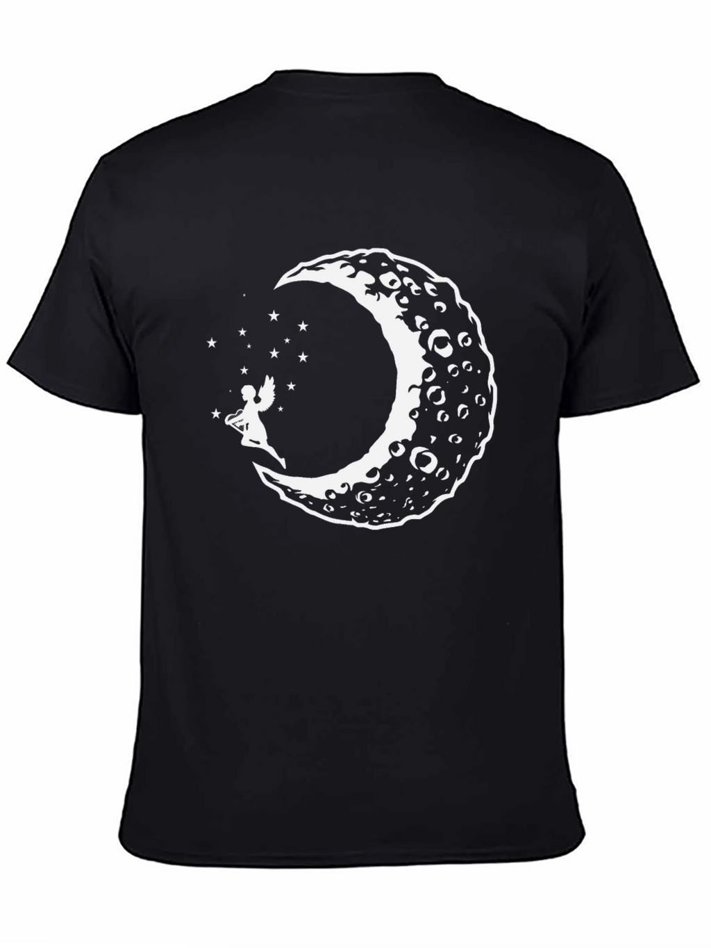Moon Fairy Graphic Tee - Black Cotton T-Shirt