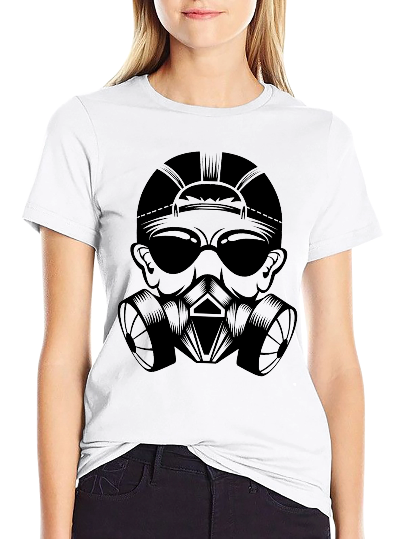 Gas Mask Graphic Tee - Black Crew Neck T-Shirt
