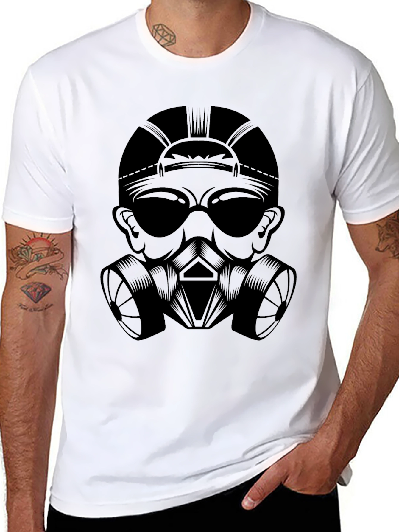 Gas Mask Graphic Tee - Black Crew Neck T-Shirt