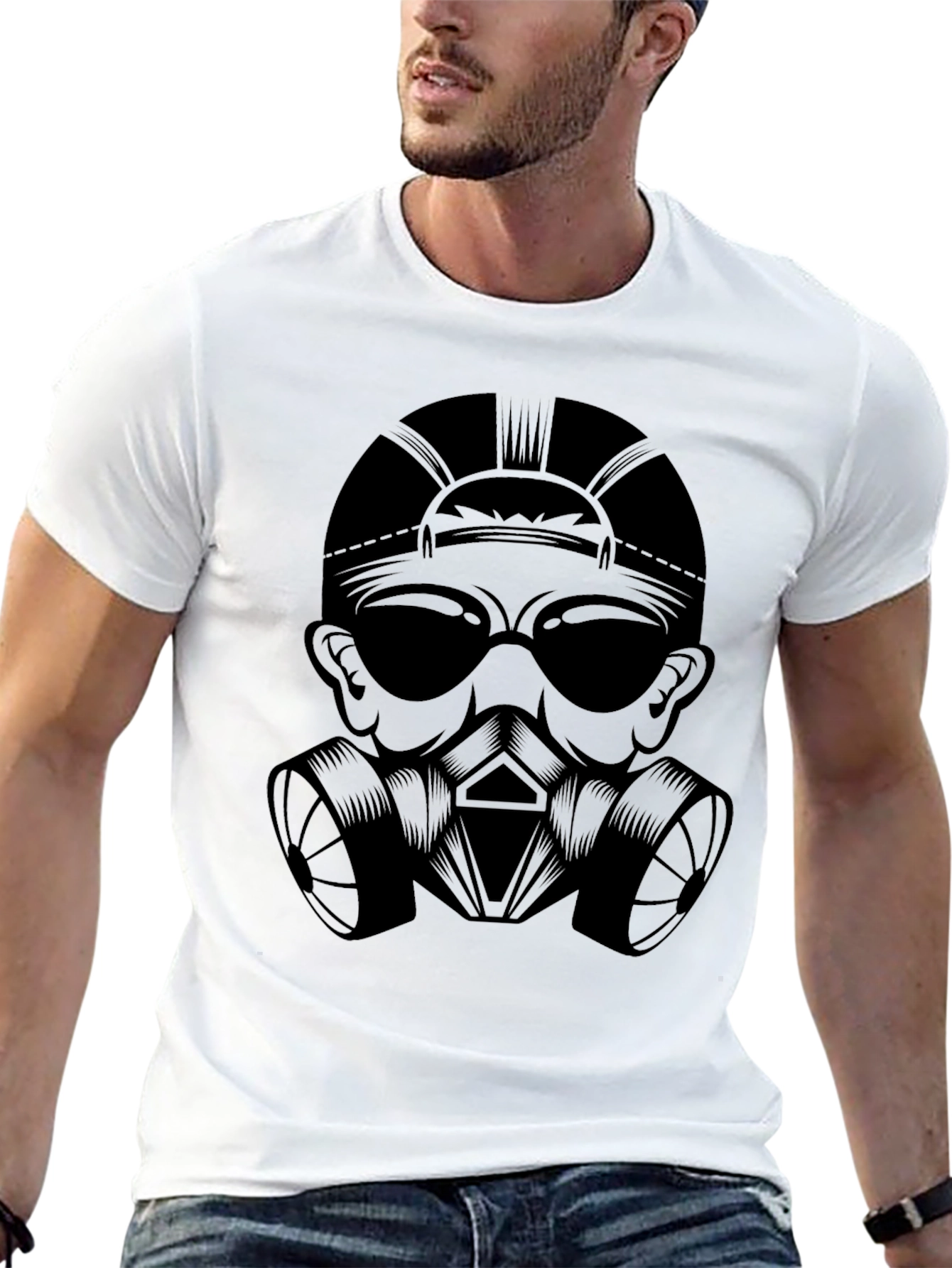 Gas Mask Graphic Tee - Black Crew Neck T-Shirt