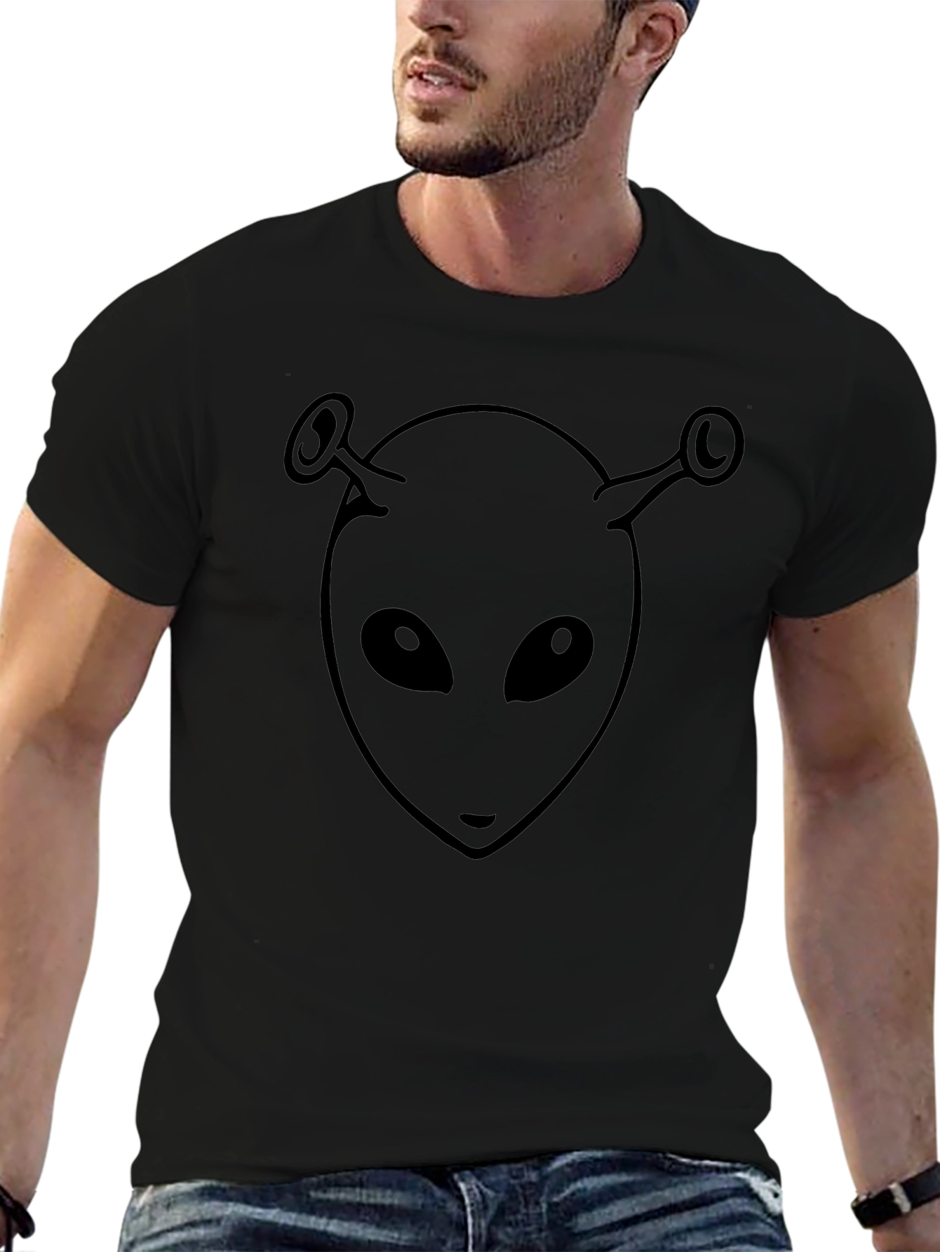 Alien Head Graphic Black T-Shirt
