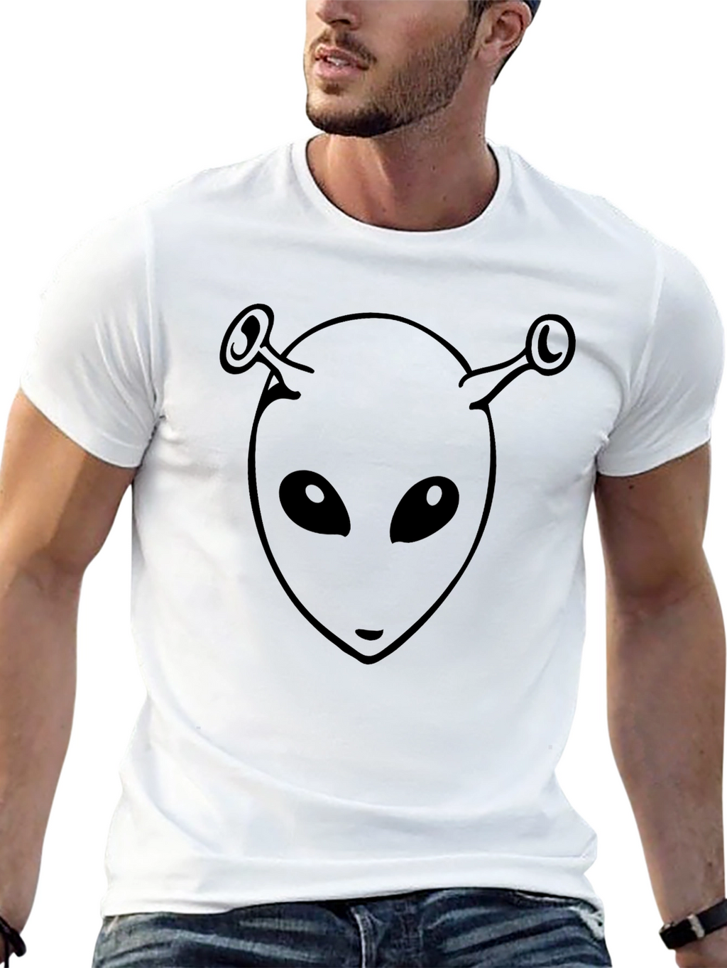 Alien Head Graphic Black T-Shirt