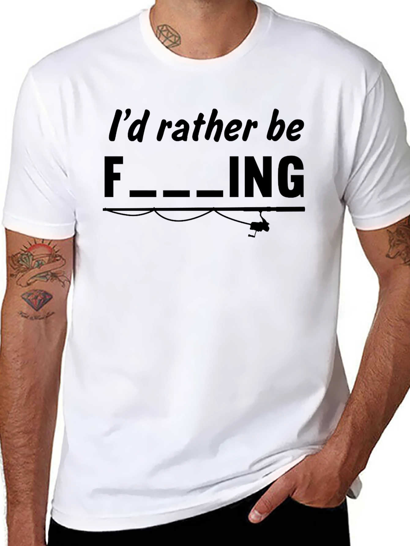 Funny Fishing Graphic Tee - Id Rather Be Fishing