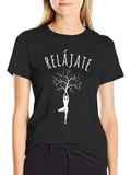 Relax Yoga Tree Graphic Tee - Black