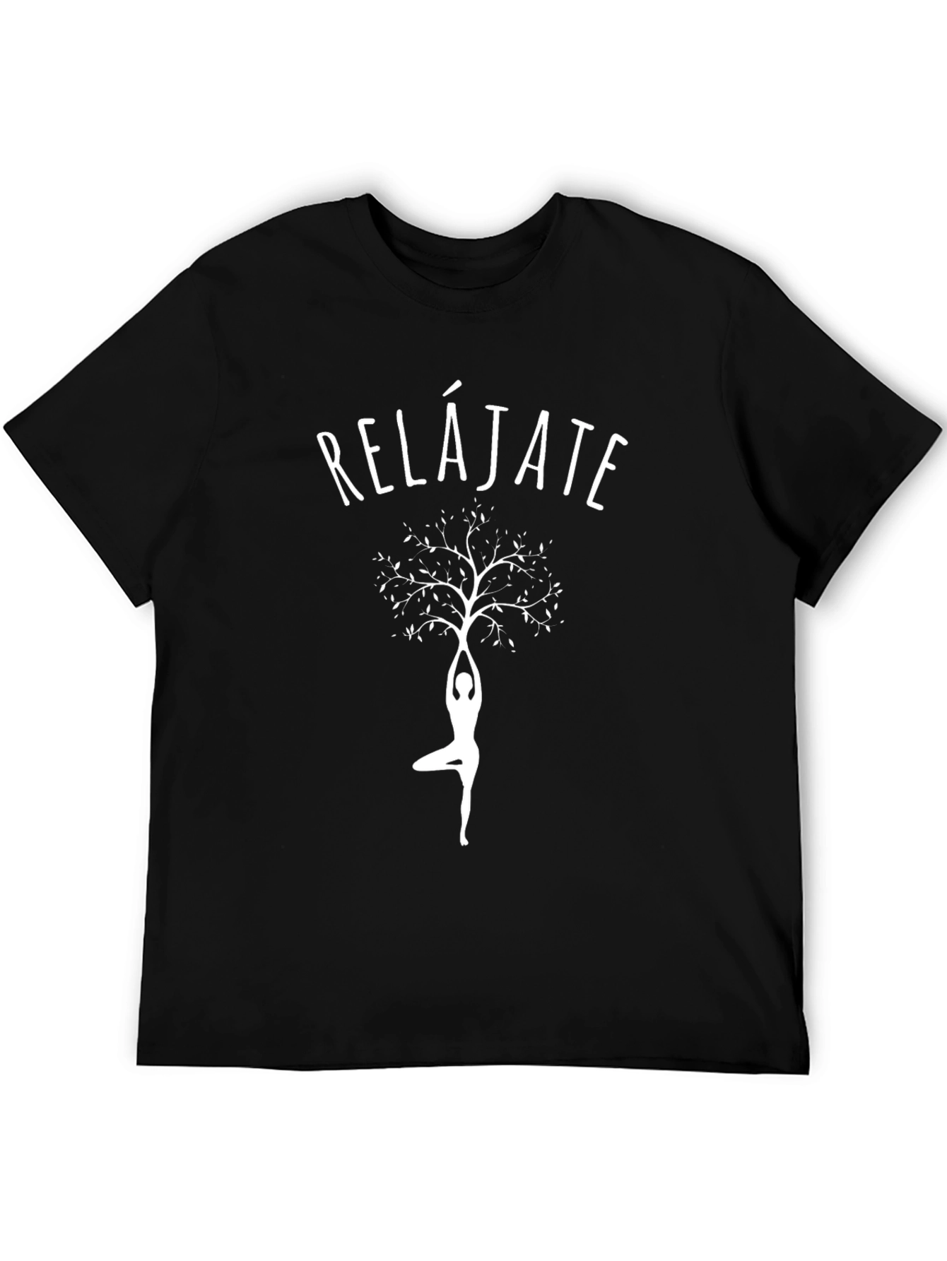 Relax Yoga Tree Graphic Tee - Black