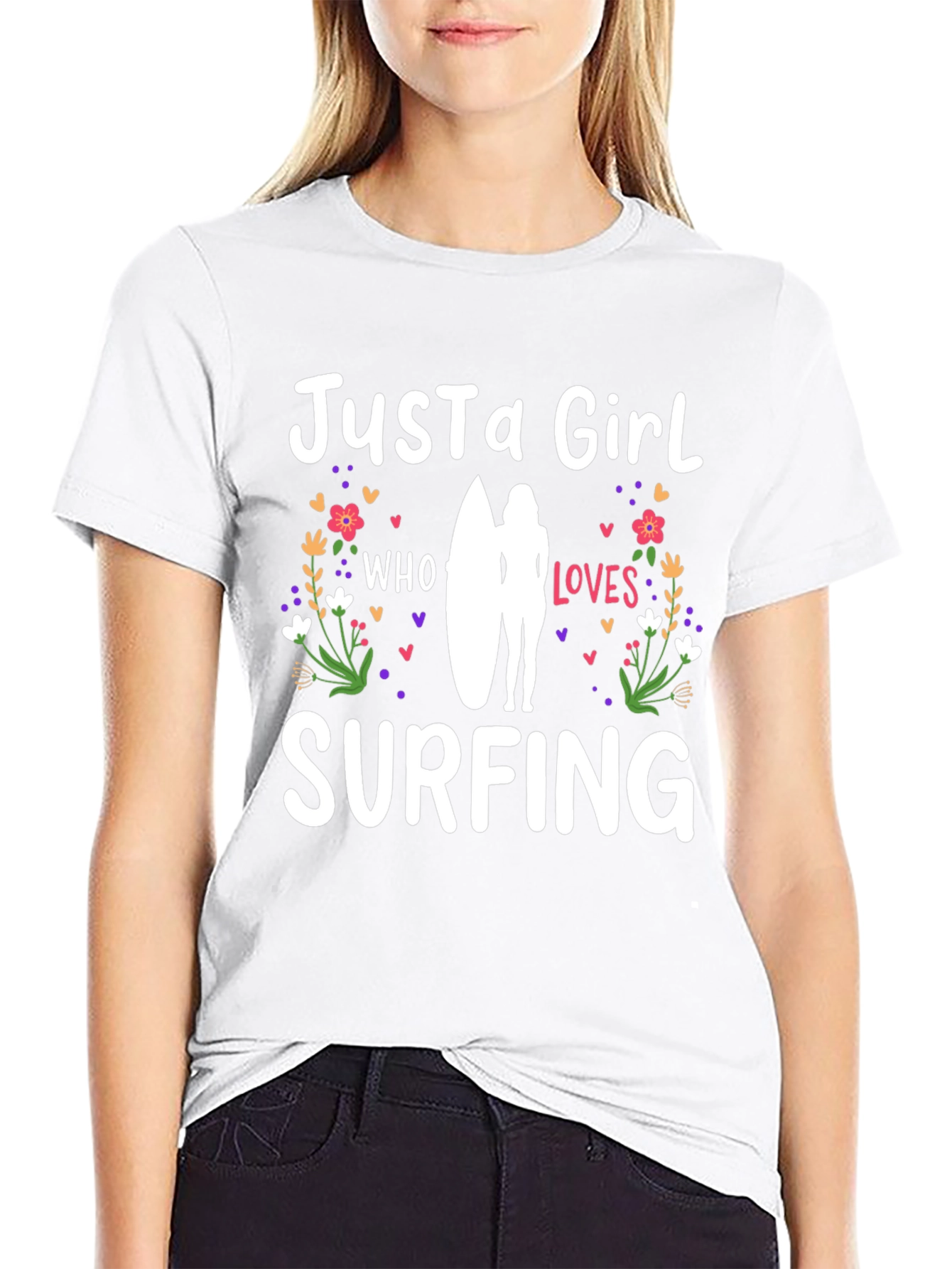 Just a Girl Who Loves Surfing Black T-Shirt