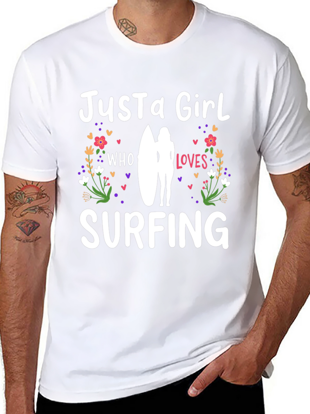 Just a Girl Who Loves Surfing Black T-Shirt