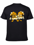 Cartoon Pizza Slice Graphic Black T-Shirt