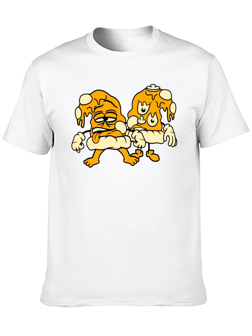 Cartoon Pizza Slice Graphic Black T-Shirt