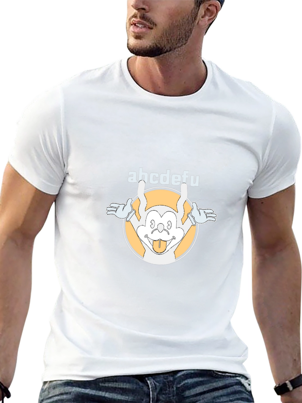 Funny abcdefu Cartoon Graphic Tee - Black