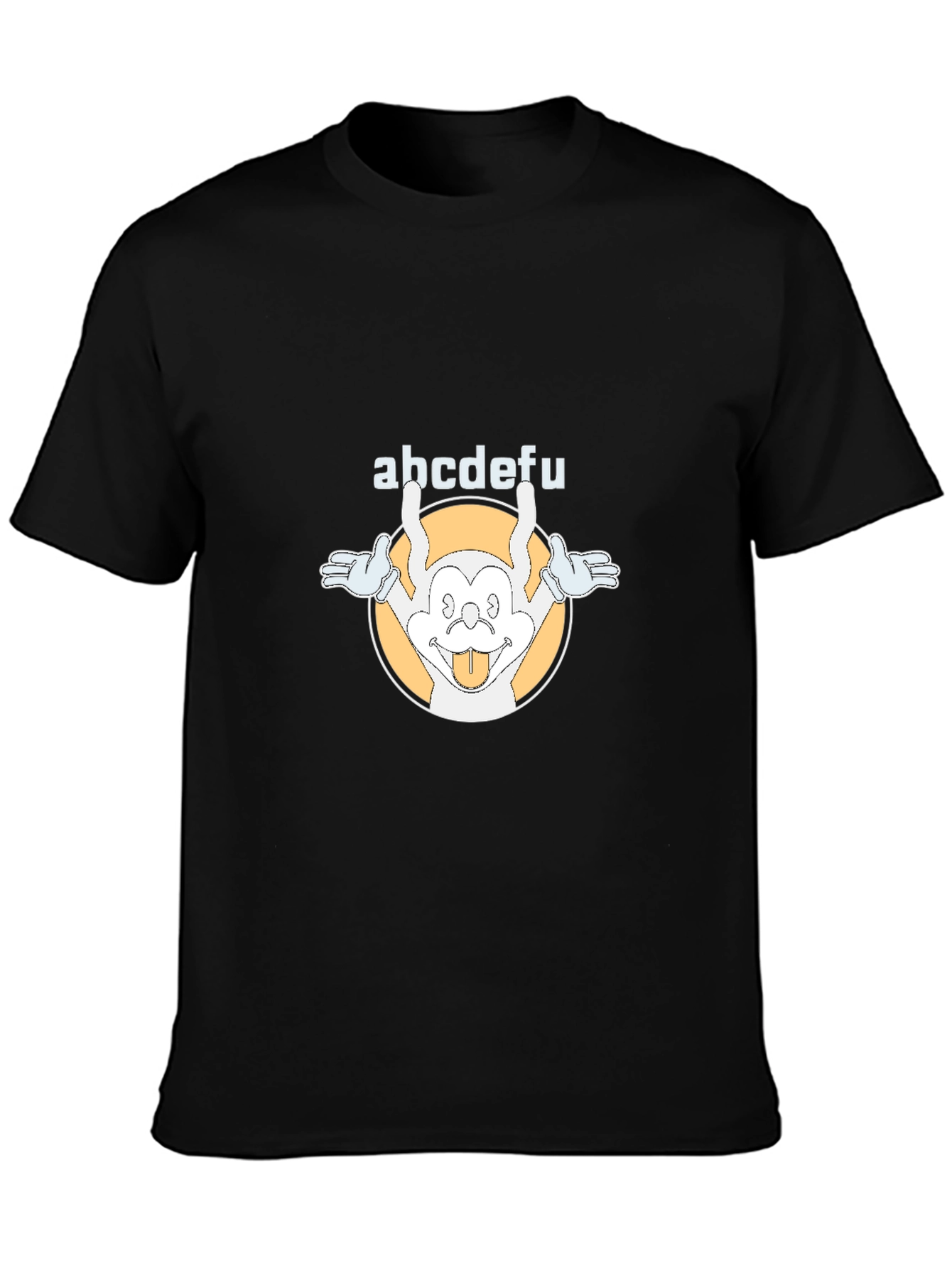 Funny abcdefu Cartoon Graphic Tee - Black