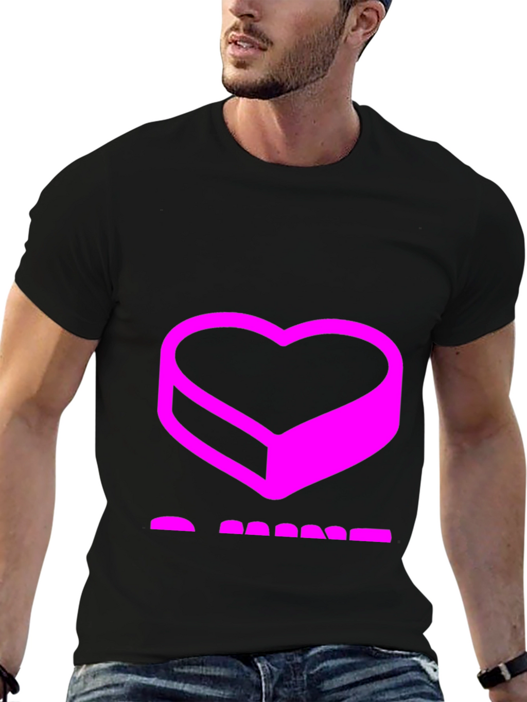 Abstract Heart Graphic Black T-Shirt