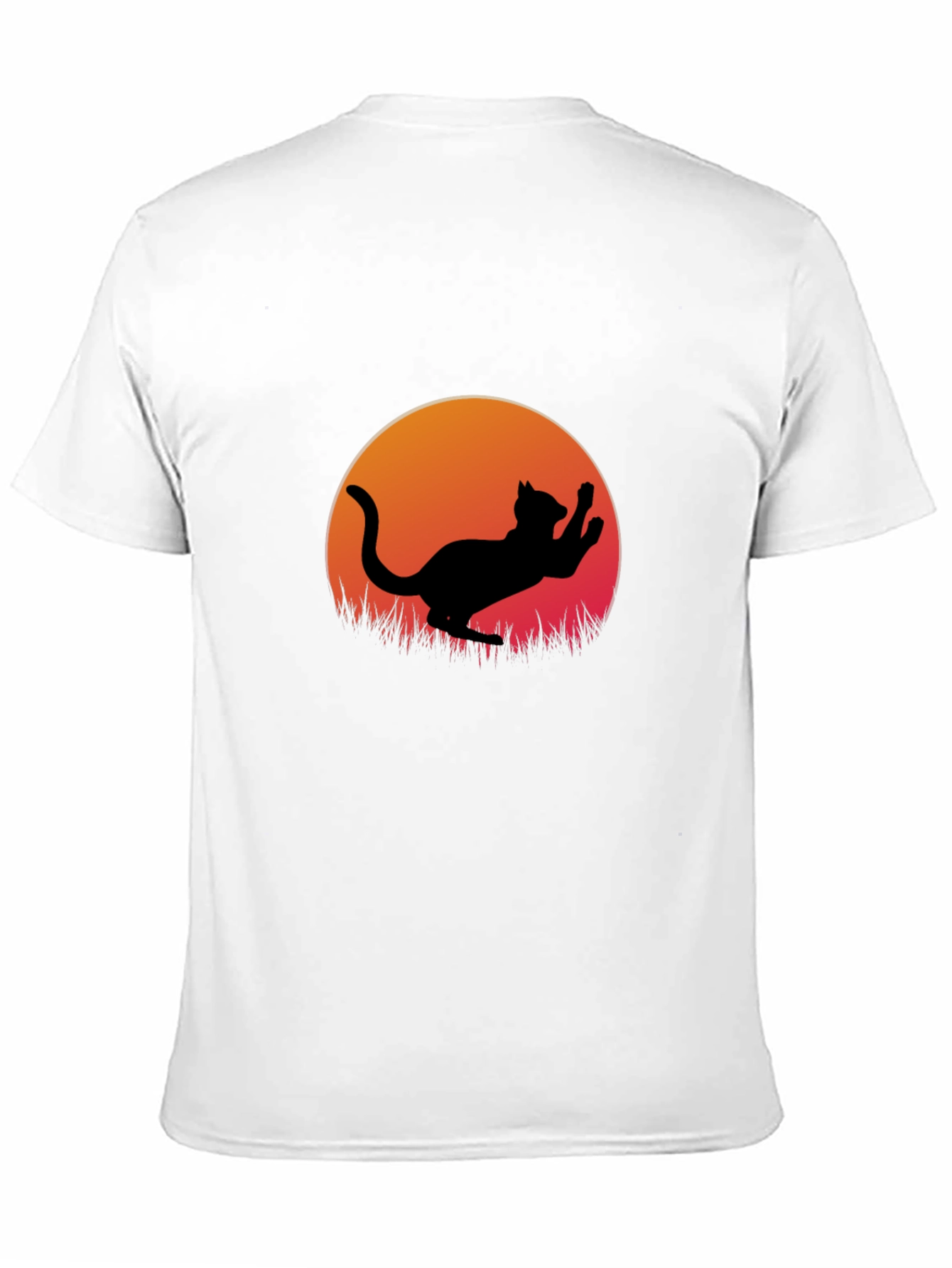Cat Silhouette Sunset Graphic Tee - Black Cotton Blend