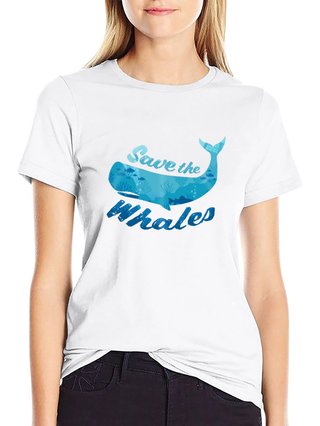 Save the Whales Graphic Tee - Black