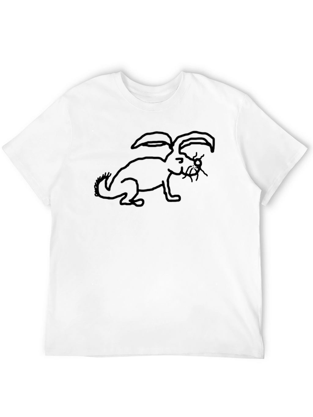 Abstract Rabbit Outline Black T-Shirt