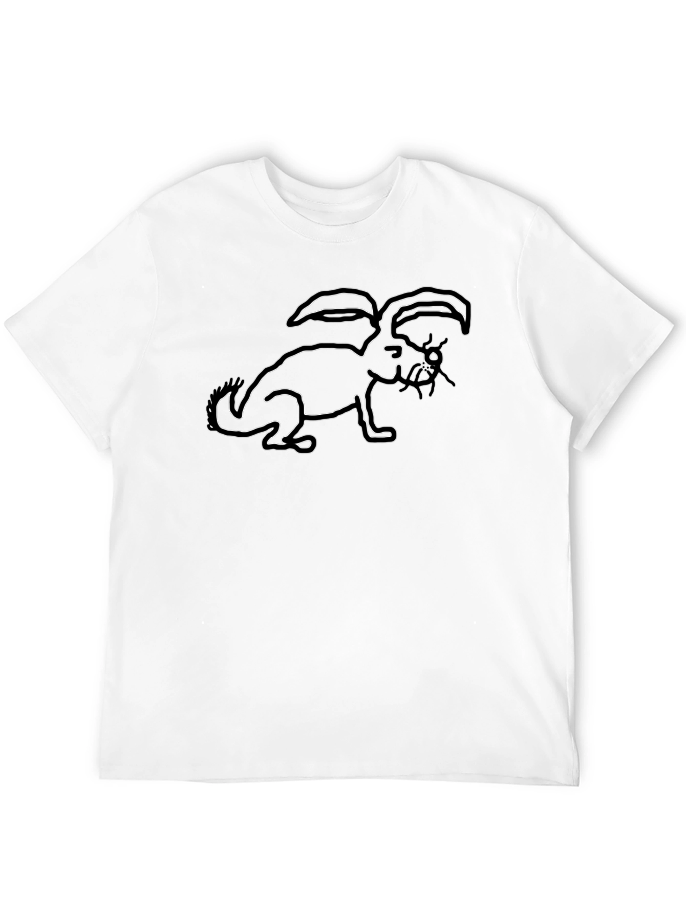 Abstract Rabbit Outline Black T-Shirt