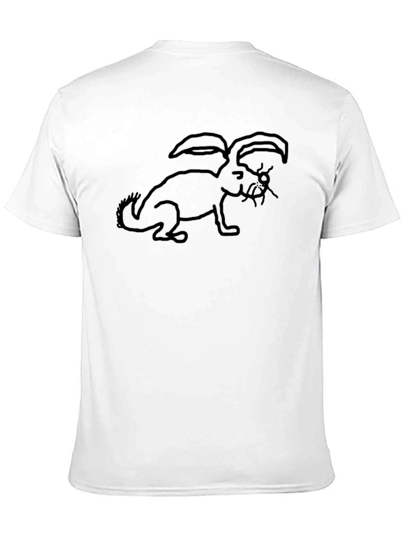 Abstract Rabbit Outline Black T-Shirt