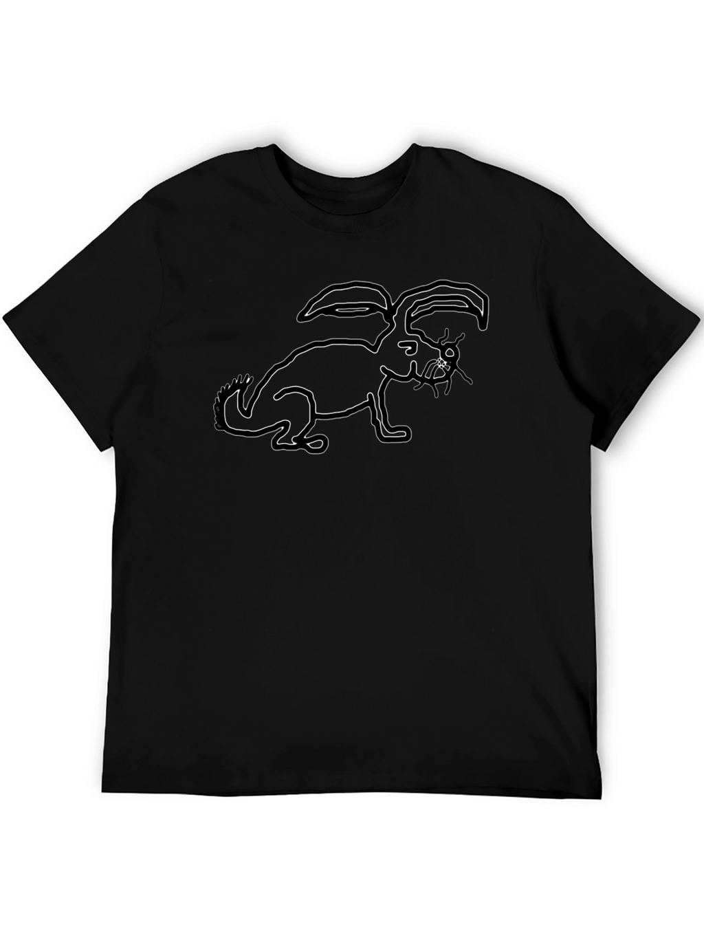 Abstract Rabbit Outline Black T-Shirt