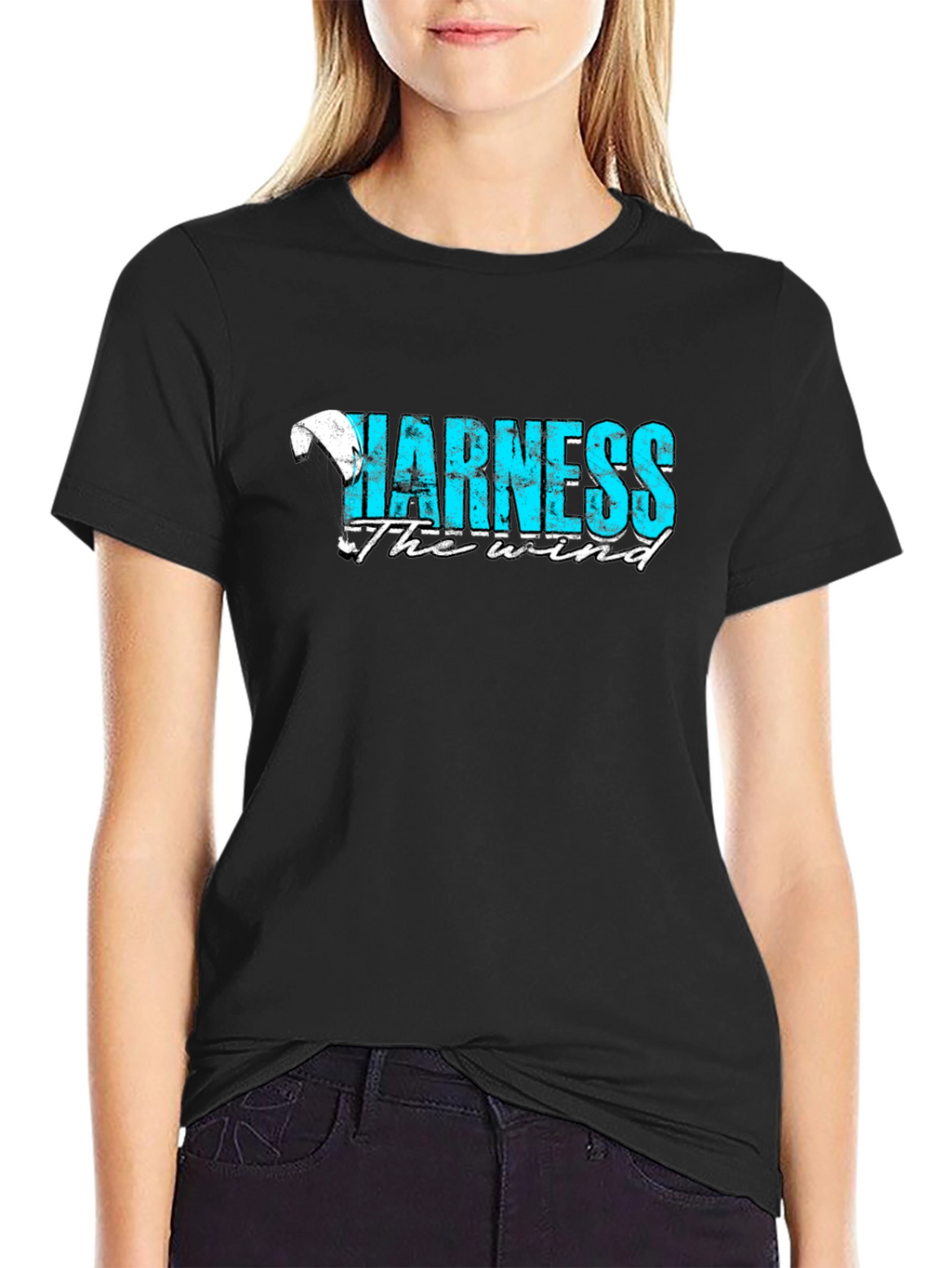 Harness the Wind Graphic Tee - Black Cotton T-Shirt