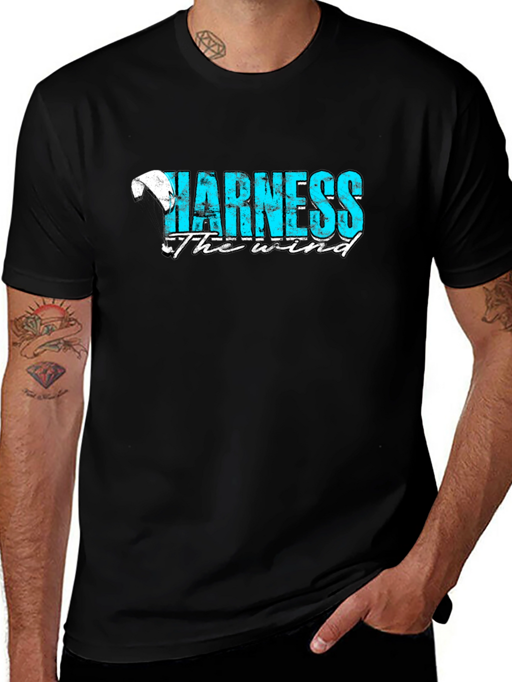 Harness the Wind Graphic Tee - Black Cotton T-Shirt