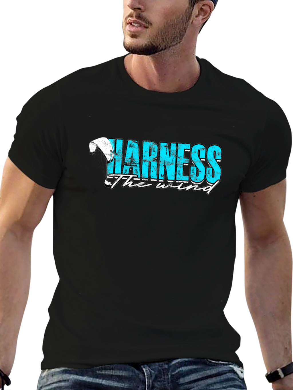 Harness the Wind Graphic Tee - Black Cotton T-Shirt