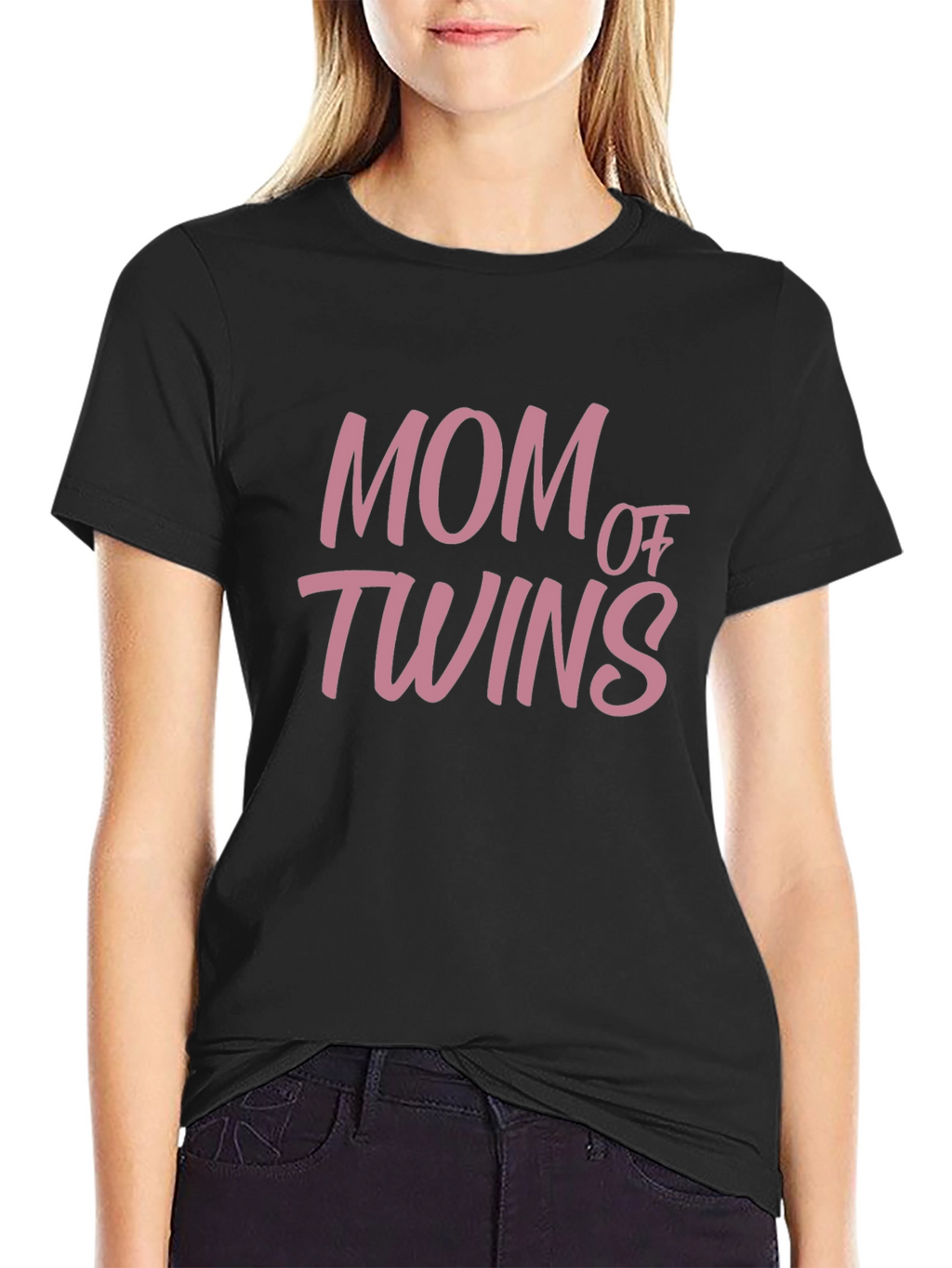 Mom of Twins Graphic T-Shirt - Black Casual Tee