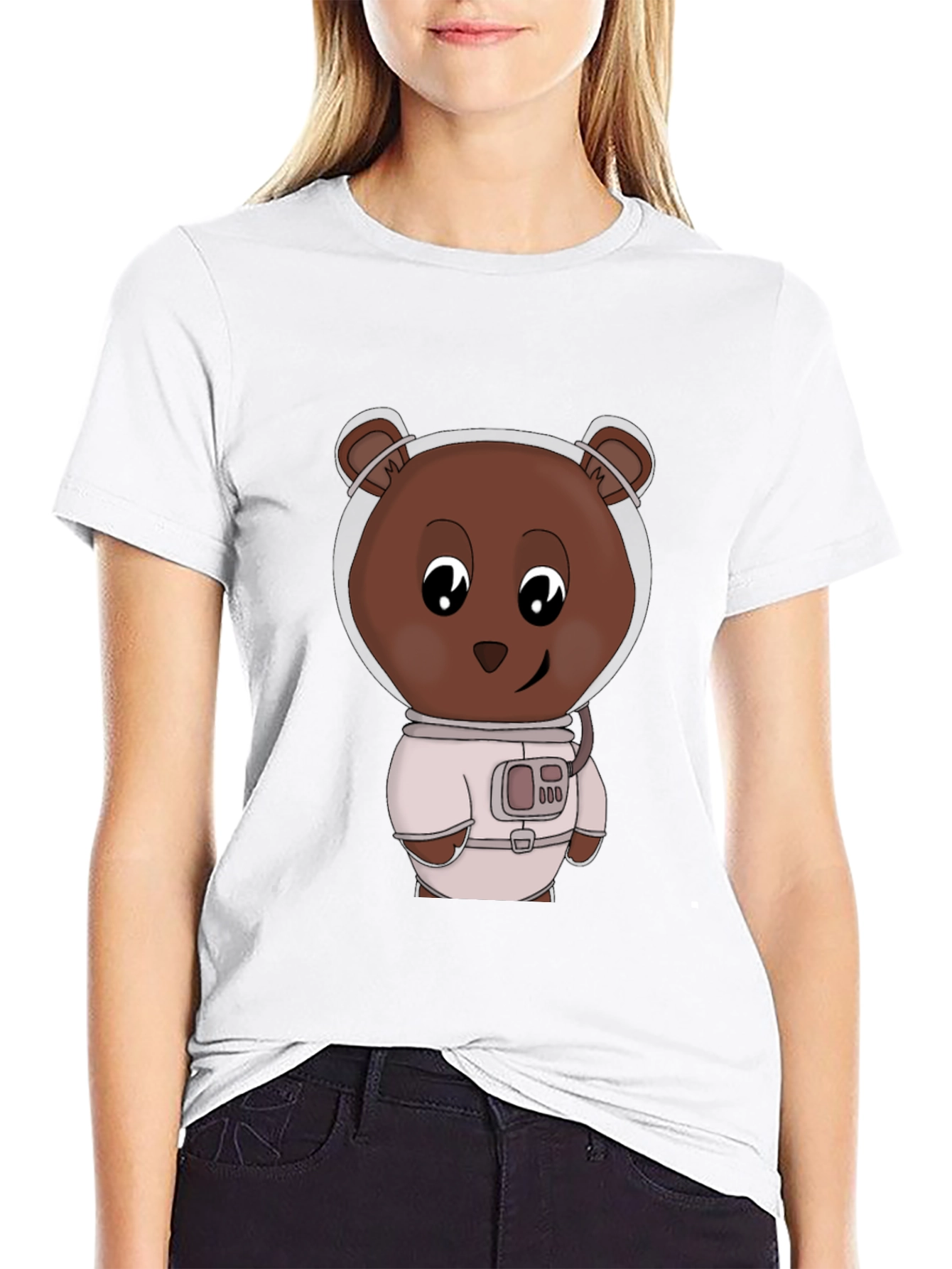 Astronaut Bear Graphic T-Shirt - Black