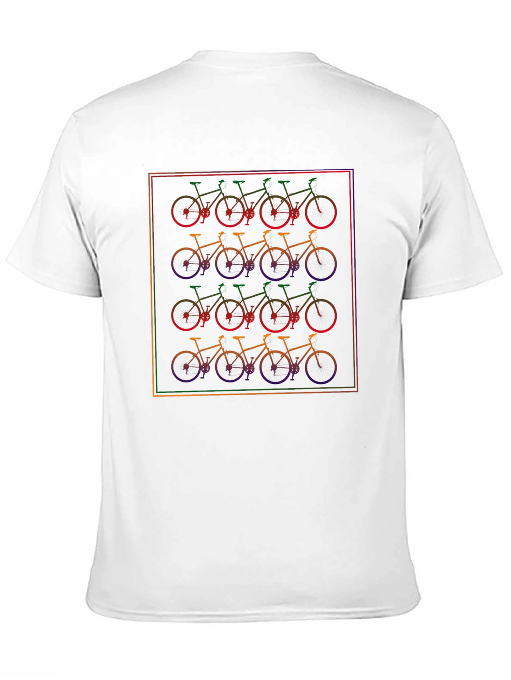 Rainbow Bicycle Pattern Black T-Shirt