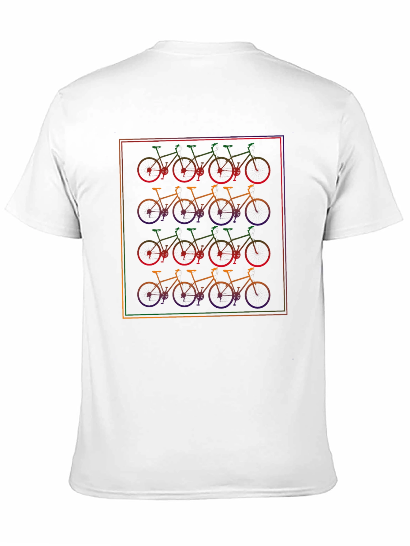 Rainbow Bicycle Pattern Black T-Shirt