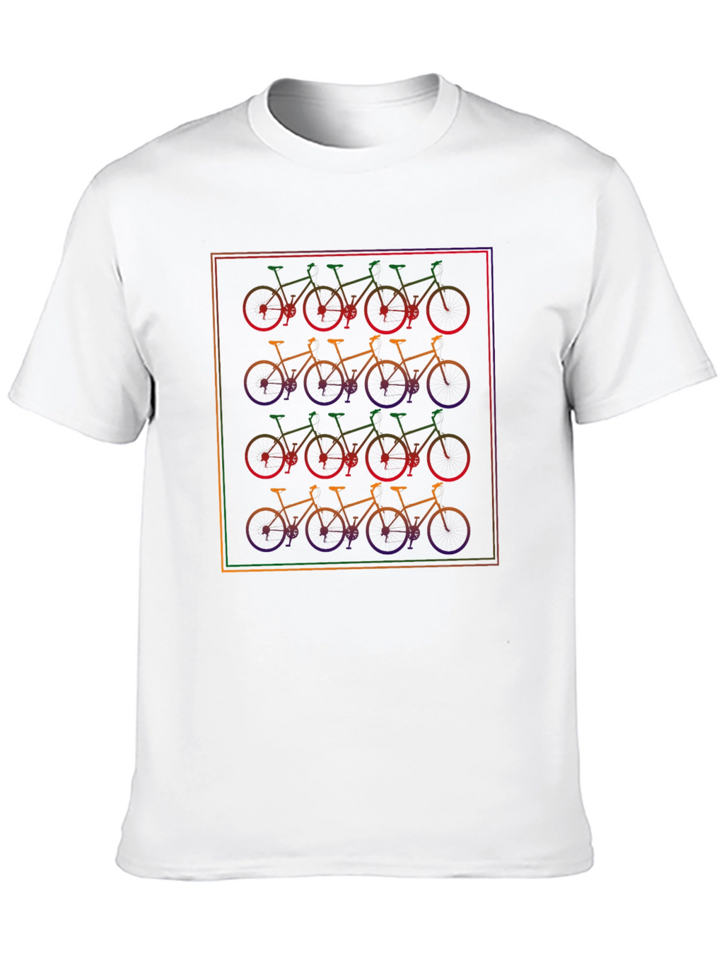Rainbow Bicycle Pattern Black T-Shirt
