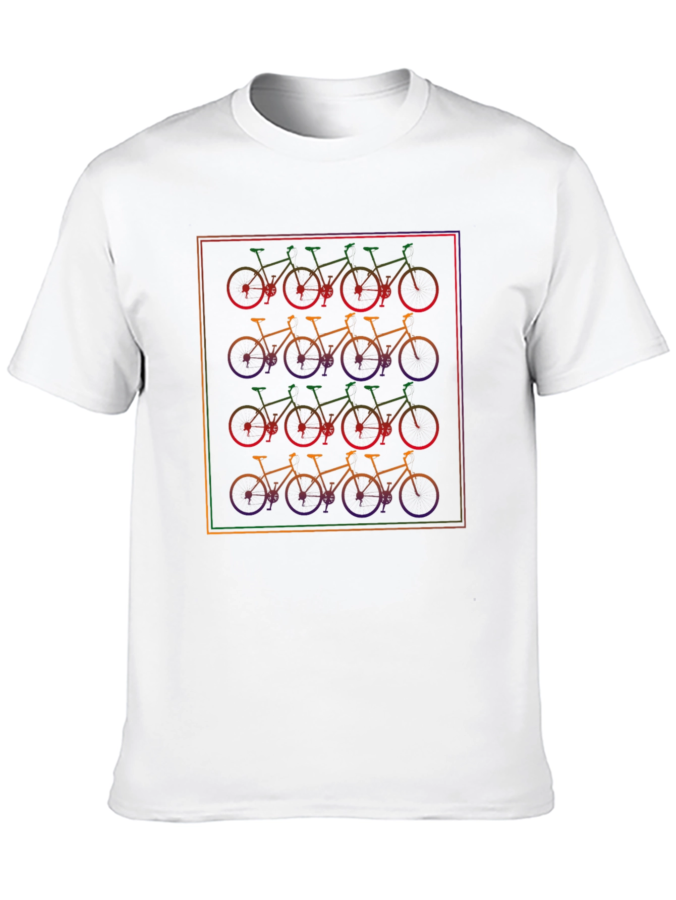 Rainbow Bicycle Pattern Black T-Shirt