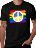 Rainbow Peace Sign T-Shirt - Black Cotton Blend