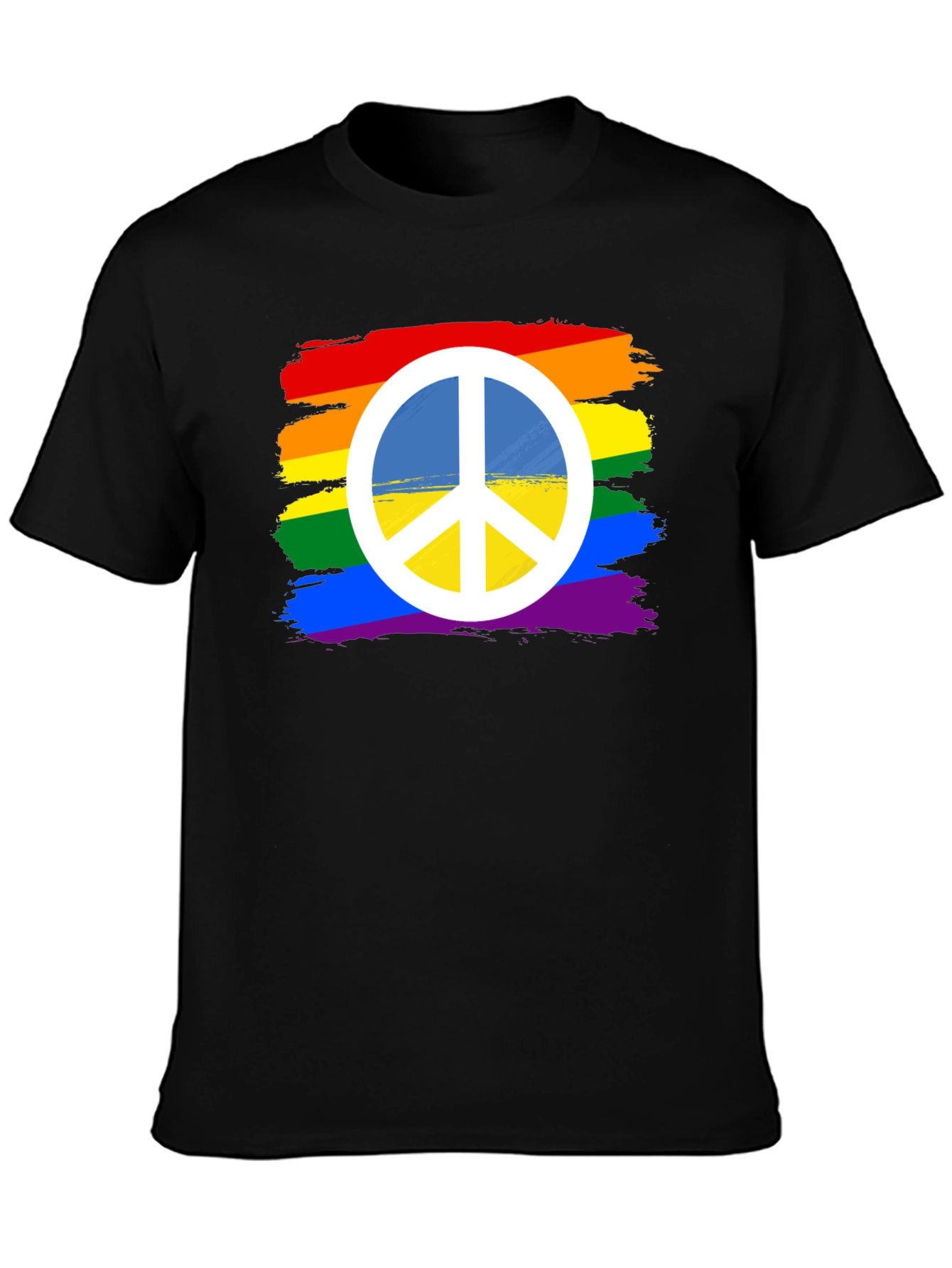 Rainbow Peace Sign T-Shirt - Black Cotton Blend