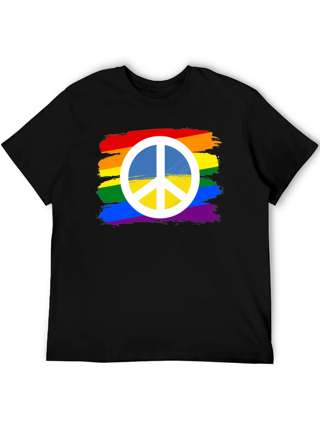 Rainbow Peace Sign T-Shirt - Black Cotton Blend