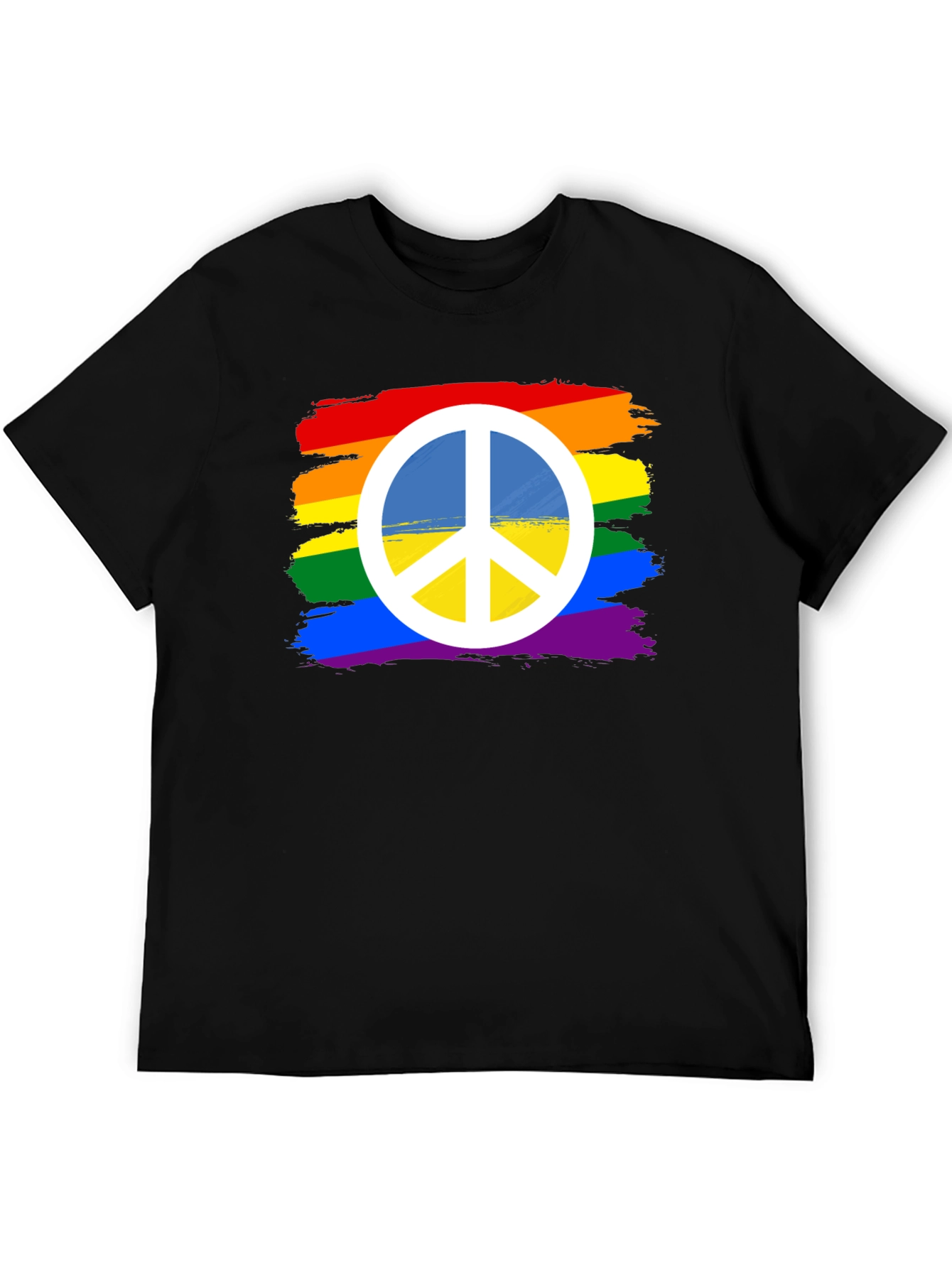 Rainbow Peace Sign T-Shirt - Black Cotton Blend