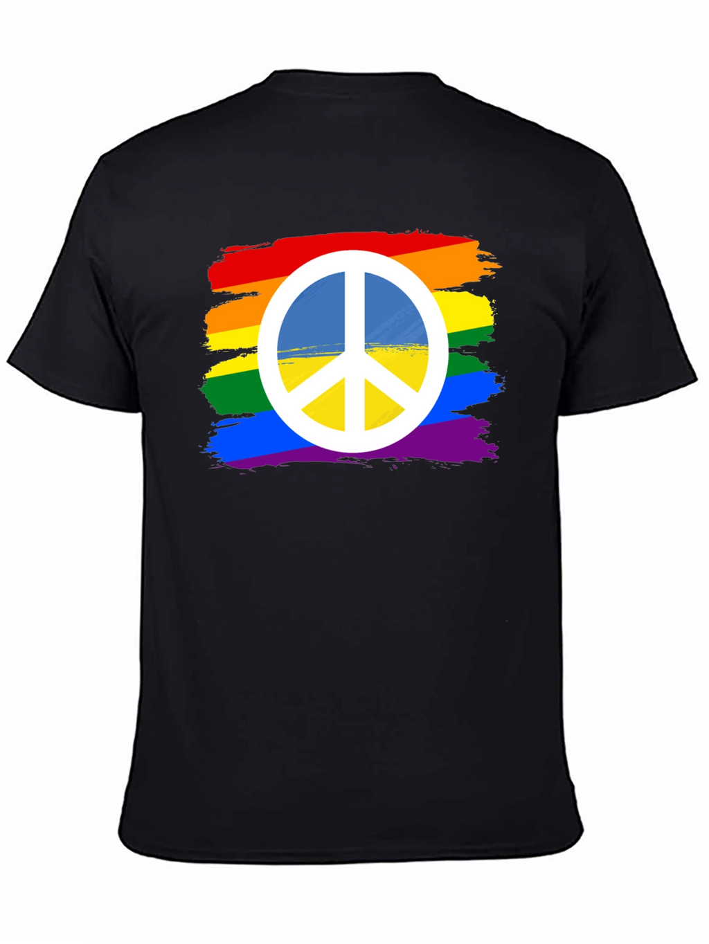 Rainbow Peace Sign T-Shirt - Black Cotton Blend