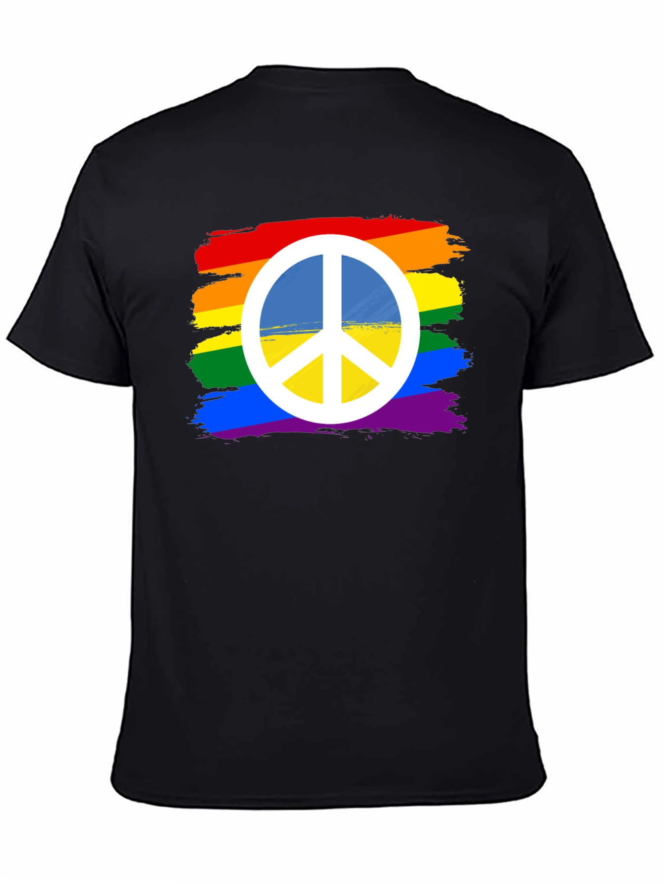 Rainbow Peace Sign T-Shirt - Black Cotton Blend