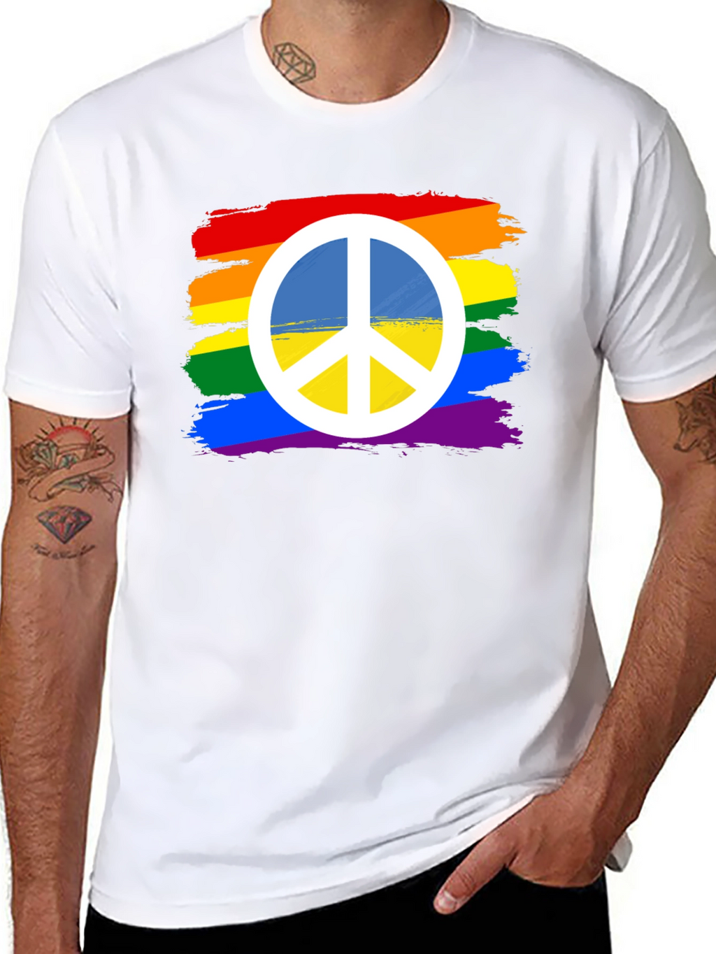 Rainbow Peace Sign T-Shirt - Black Cotton Blend