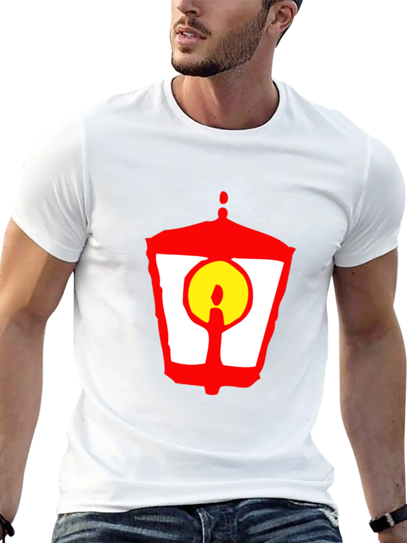 Lantern Graphic T-Shirt - Unique Red and Yellow Design