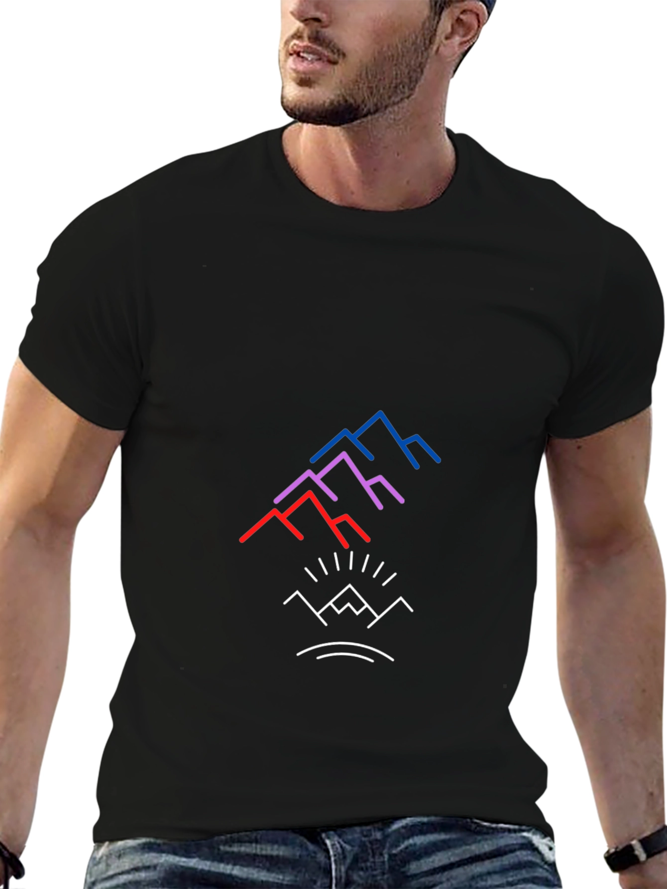 Modern Mountain Graphic Tee - Black