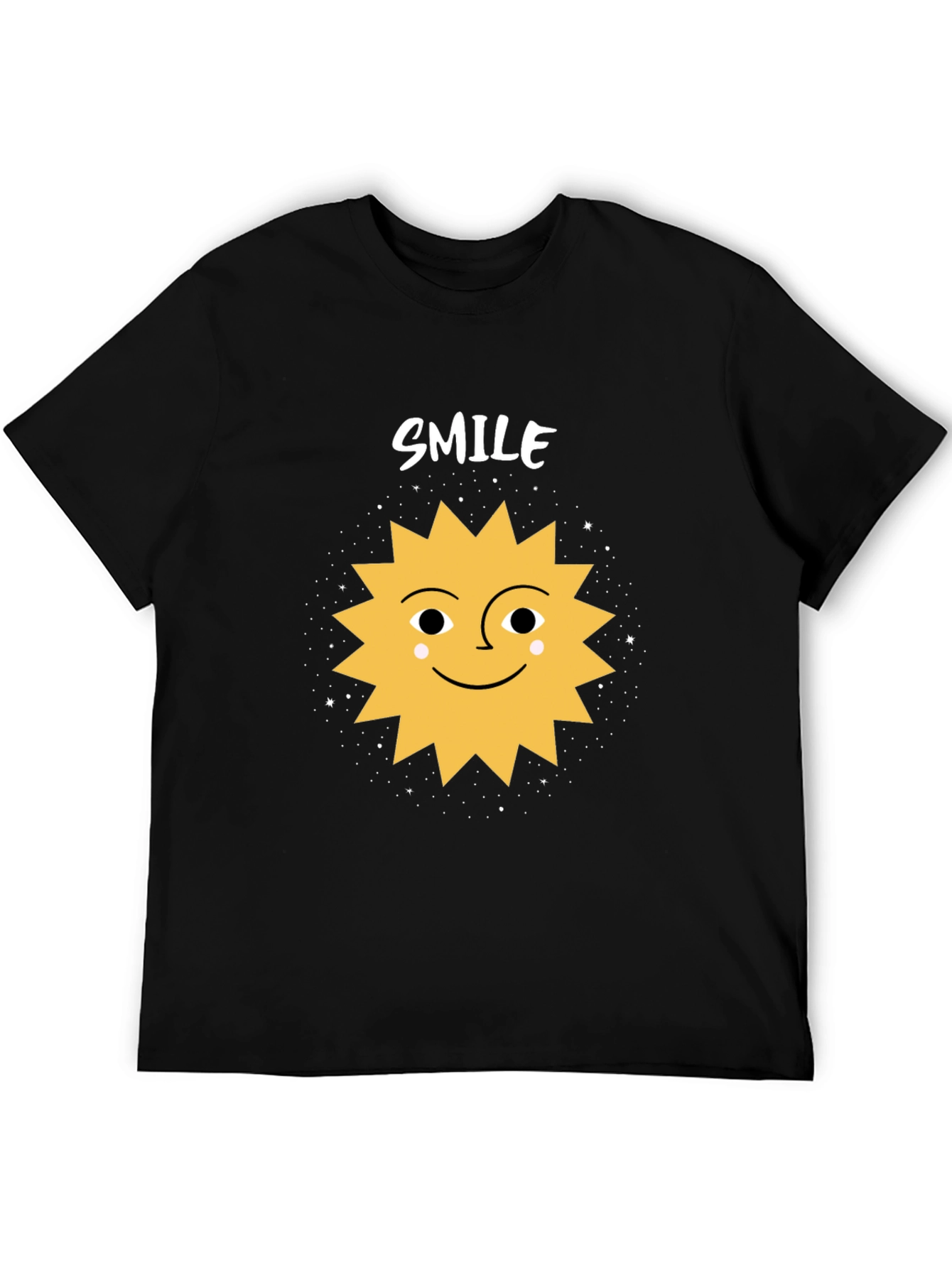Smile Sun Graphic Tee - Black Cotton Blend Shirt