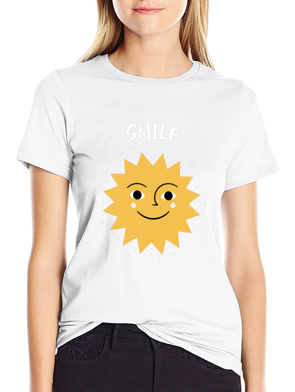 Smile Sun Graphic Tee - Black Cotton Blend Shirt