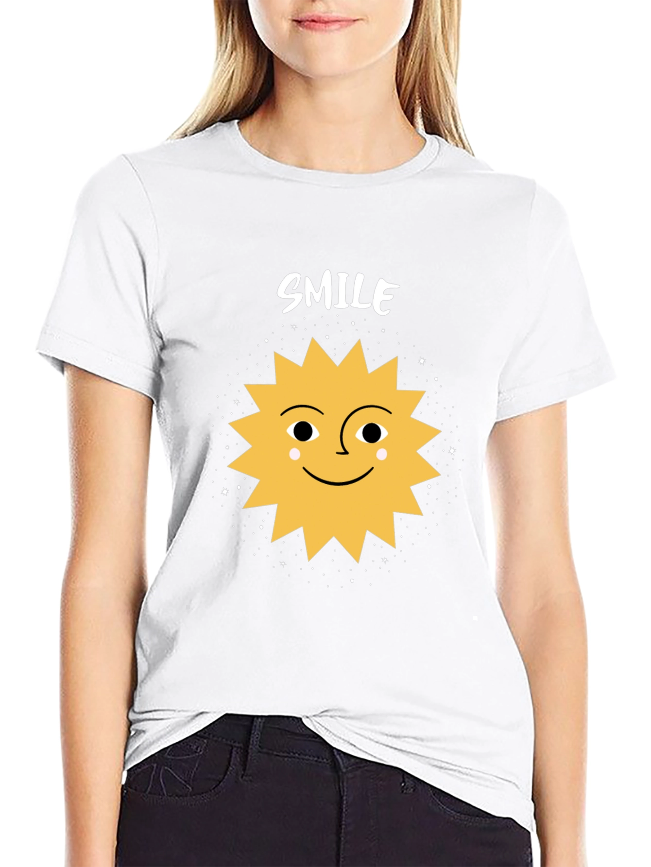 Smile Sun Graphic Tee - Black Cotton Blend Shirt
