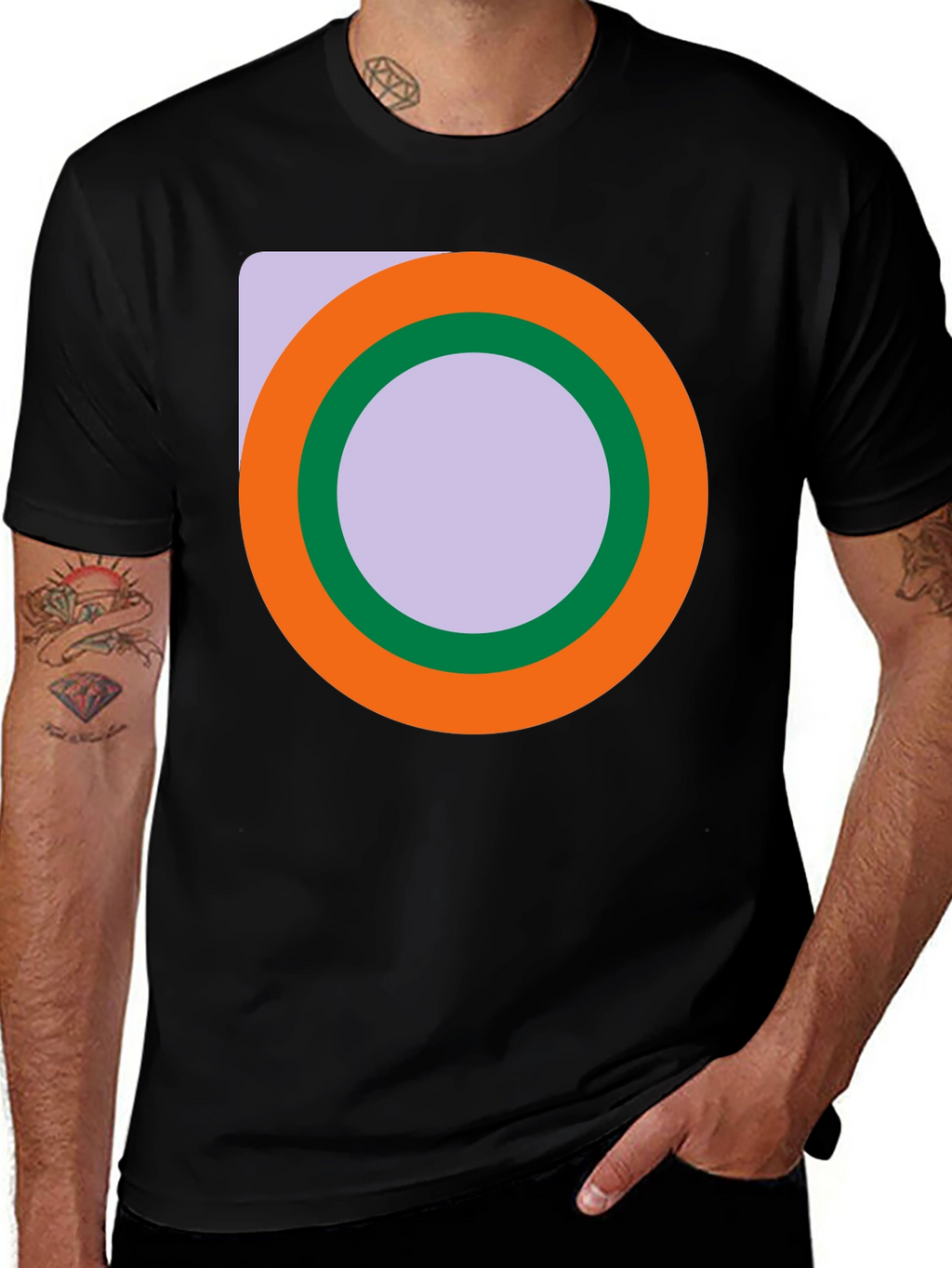 Abstract Circle Graphic Black T-Shirt
