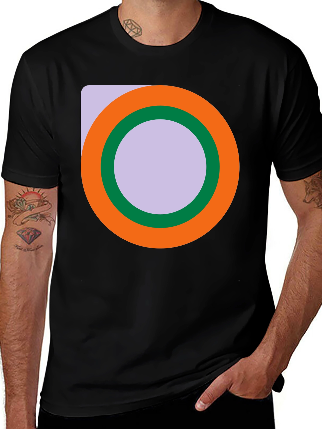 Abstract Circle Graphic Black T-Shirt