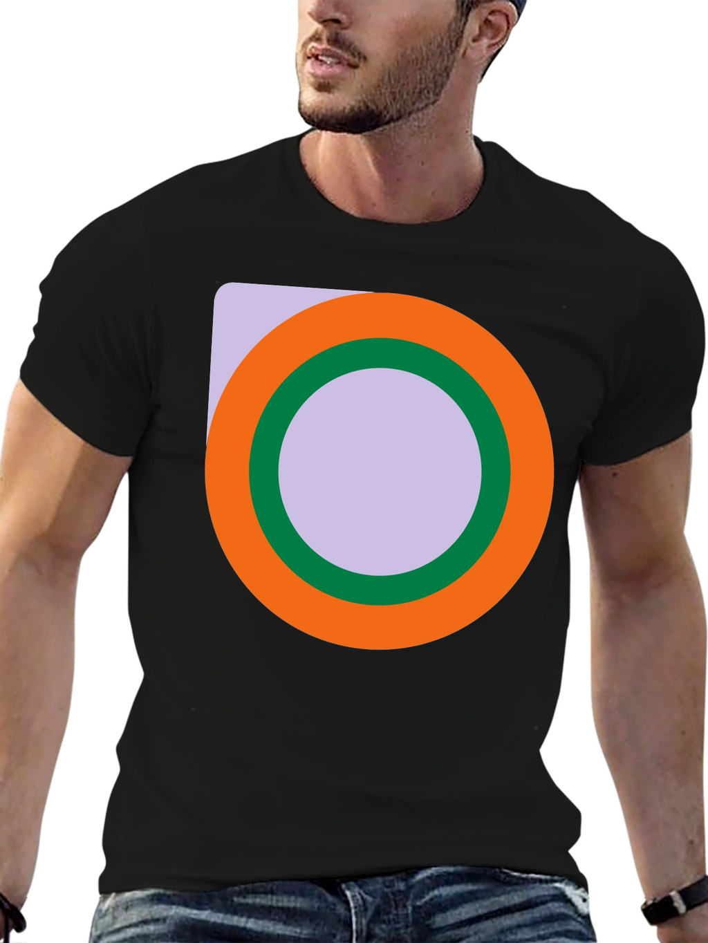 Abstract Circle Graphic Black T-Shirt