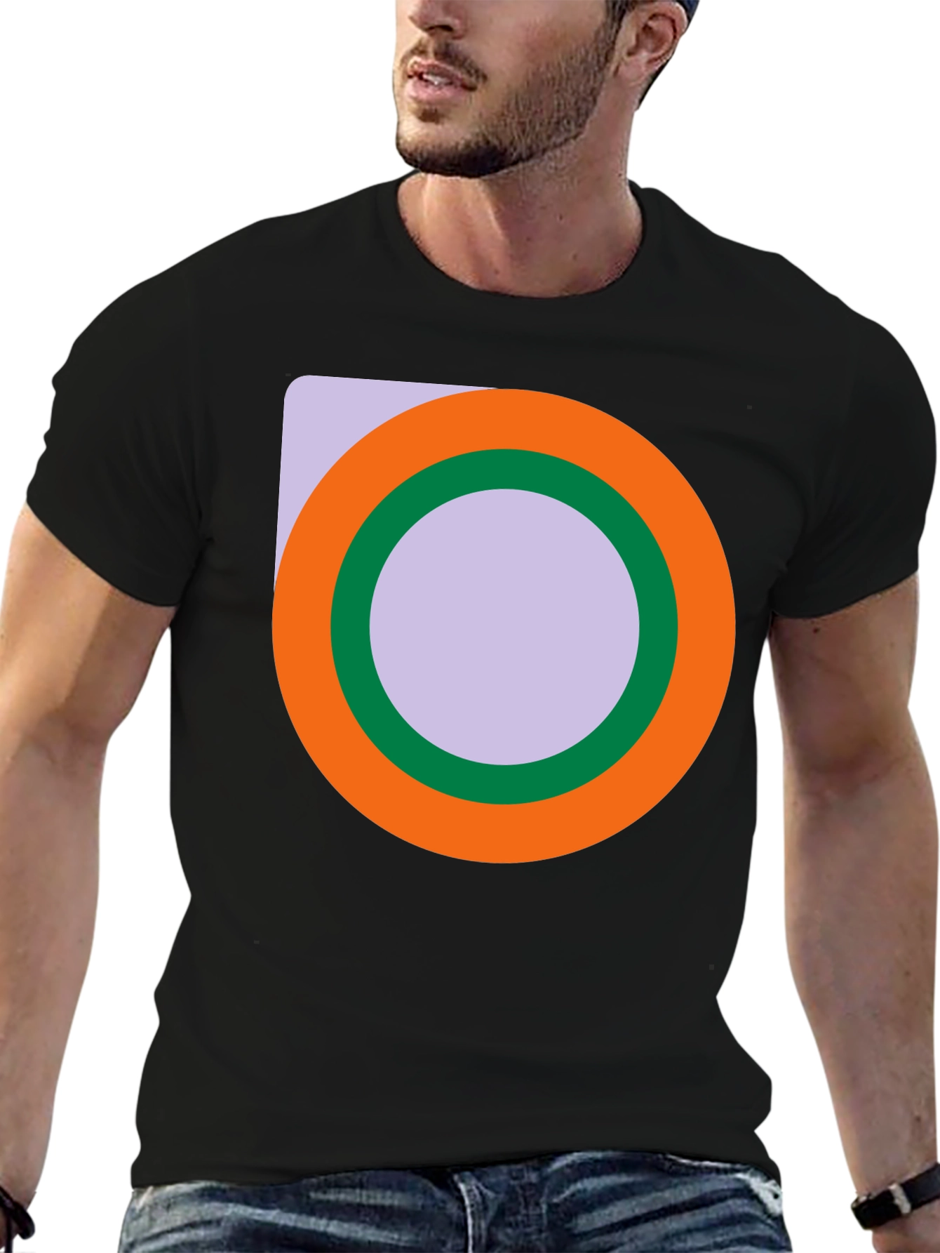 Abstract Circle Graphic Black T-Shirt