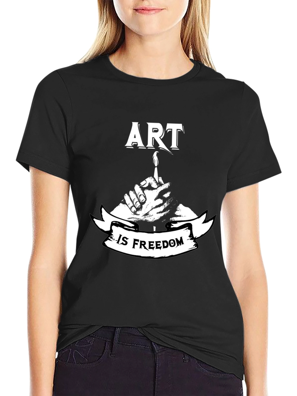 Art is Freedom Black T-Shirt - Creative Expression